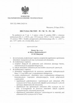 Uprawnienia TDT w zakresie wytwarzania, modernizacji i naprawy urządzeń